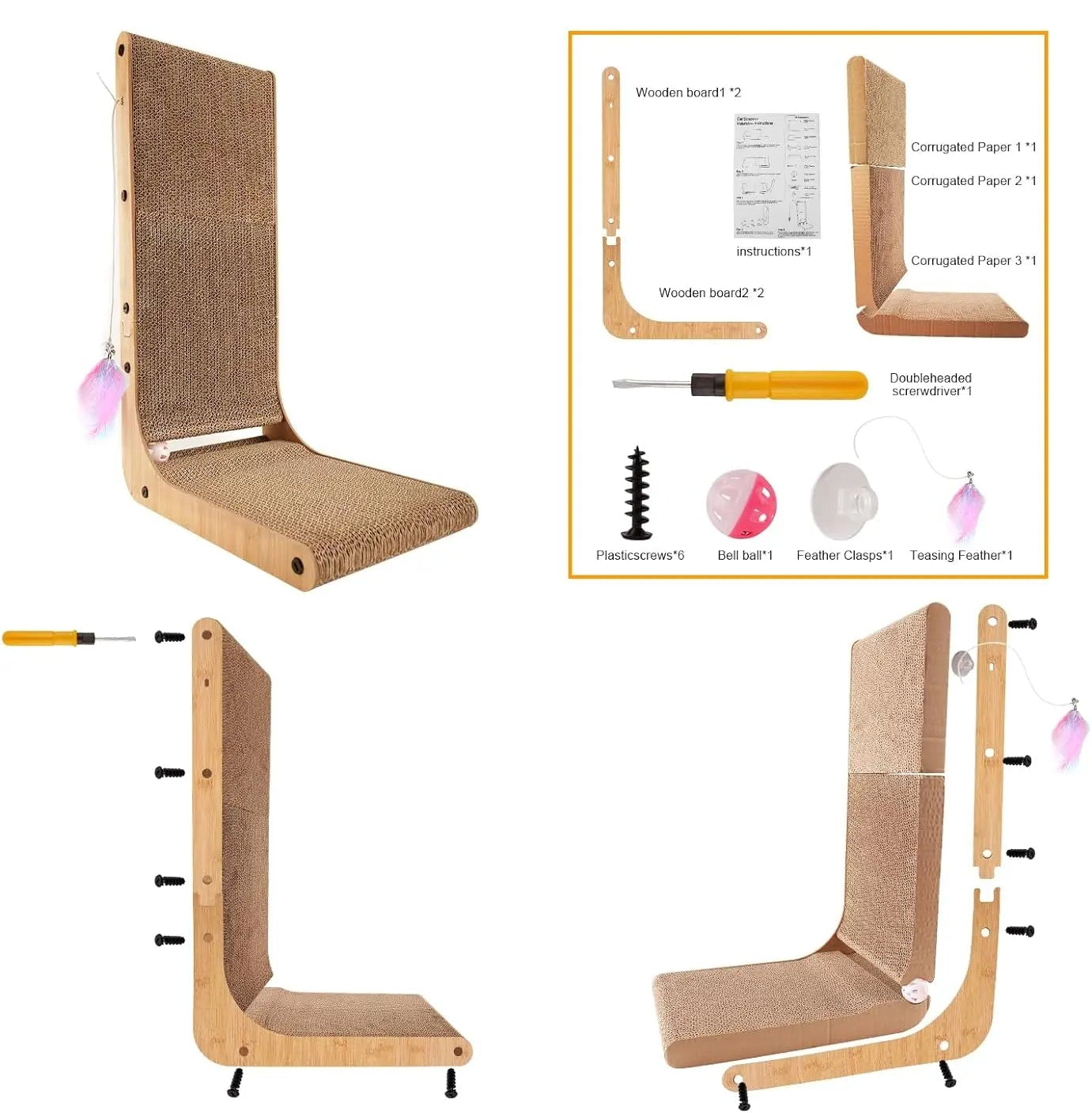 L Shape Cat Scratcher - Wall