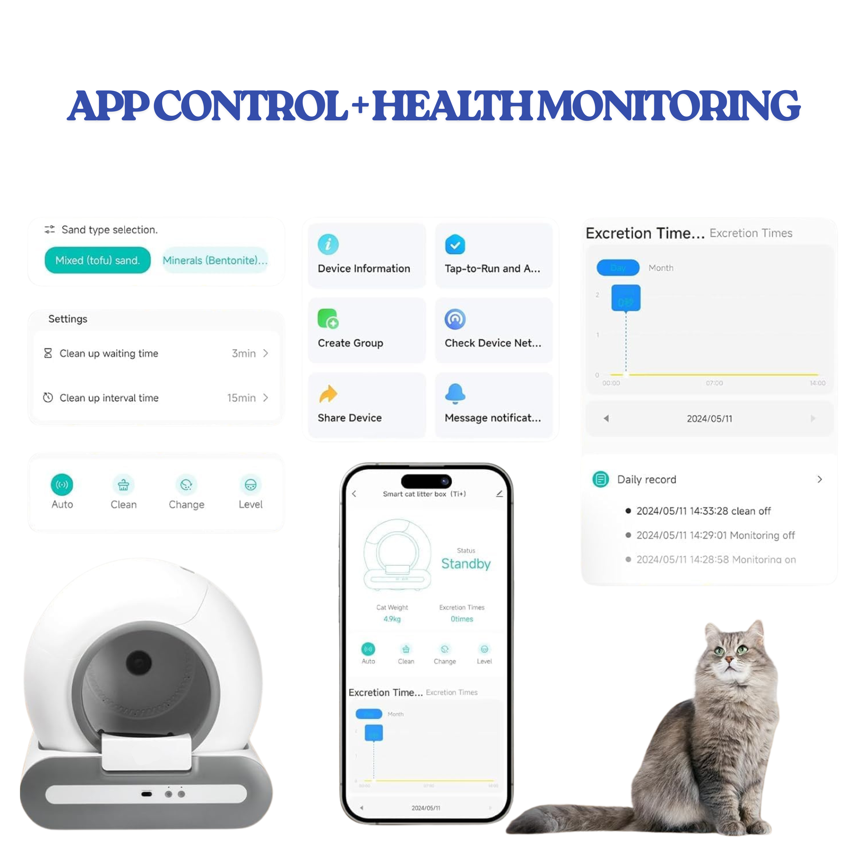 Self-Cleaning Cat Litter Box App Control