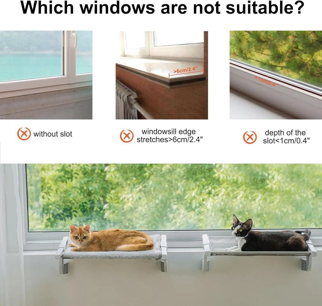 Adjustable Cat Window Bed with 2-sided Cushion