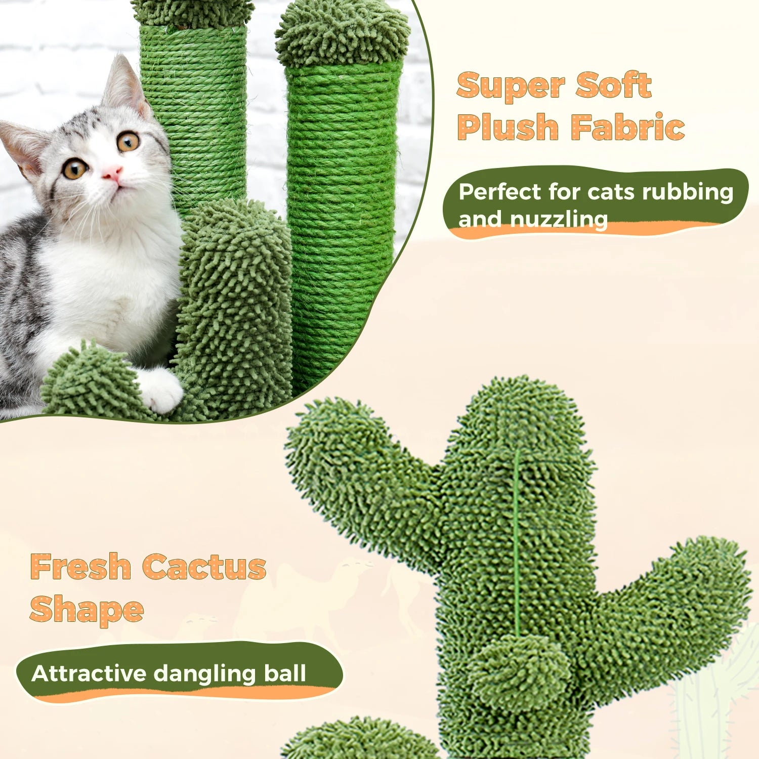 Cactus Cat Scratcher - 3 poles + Dangling Ball