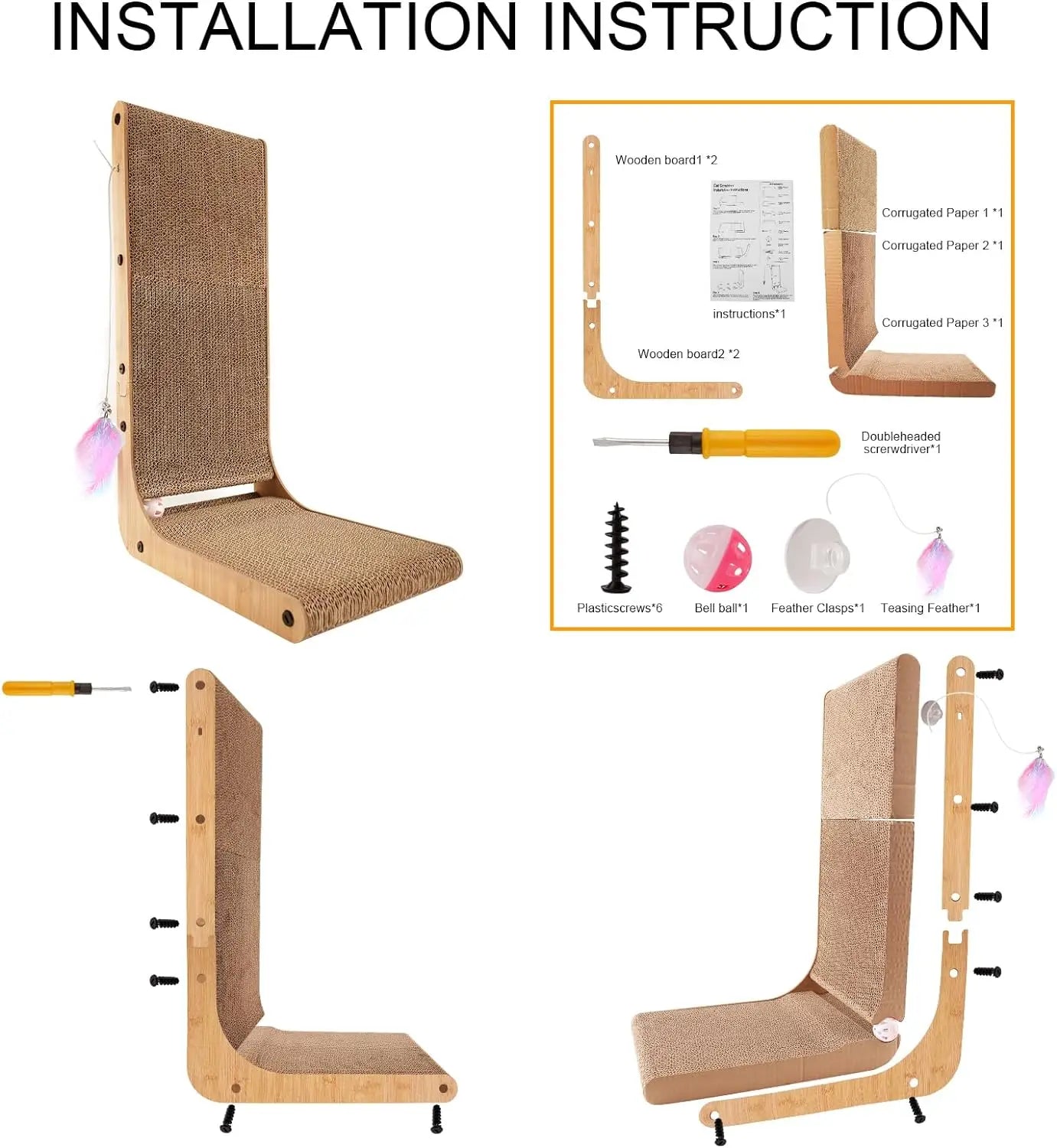 L Shape Cat Scratcher - Wall