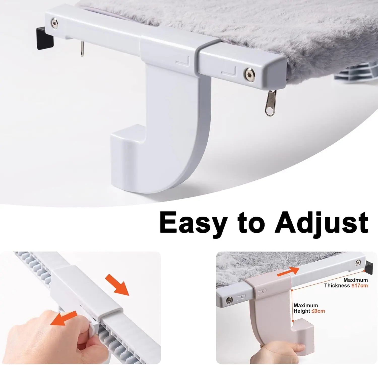 Adjustable Cat Window Bed with 2-sided Cushion