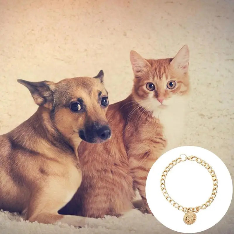 Cat Jewelry - Chain Collar With Bell (Golden)