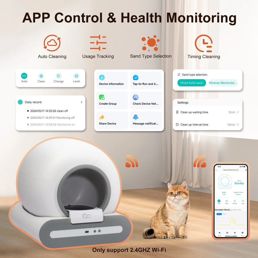 Self-Cleaning Cat Litter Box App Control