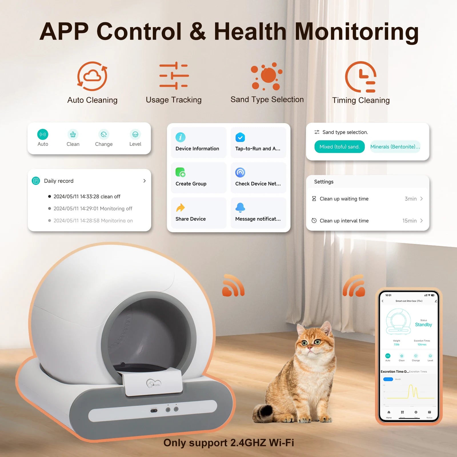 Self-Cleaning Cat Litter Box App Control