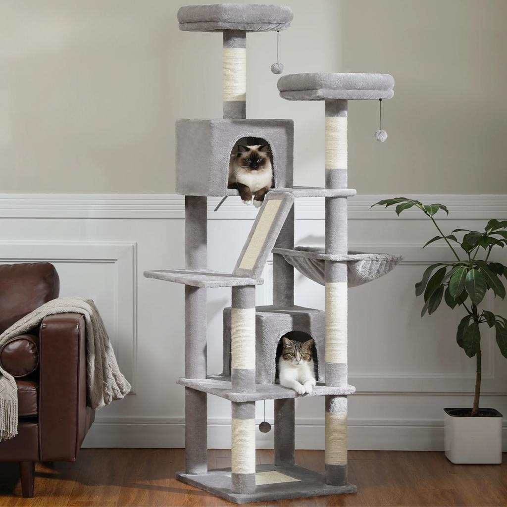Large Cat Tower Multi-Level Plush Cat Condo